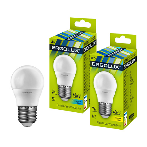 Ergolux лампа G45  LED7-/3000K/E27 ШАР светод. 10/100 оптом
