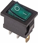 REXANT 36-2173 Выкл. клавишный 12V 15А (3с) ON-OFF зелёный с подсветкой Mini (RWB-206-1) (10) оптом