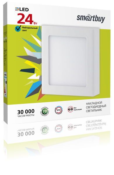 Smartbuy светильник светод. накладной 24w 6500K IP20 арт.SBL-SqSDL-24-65K (1/20) оптом