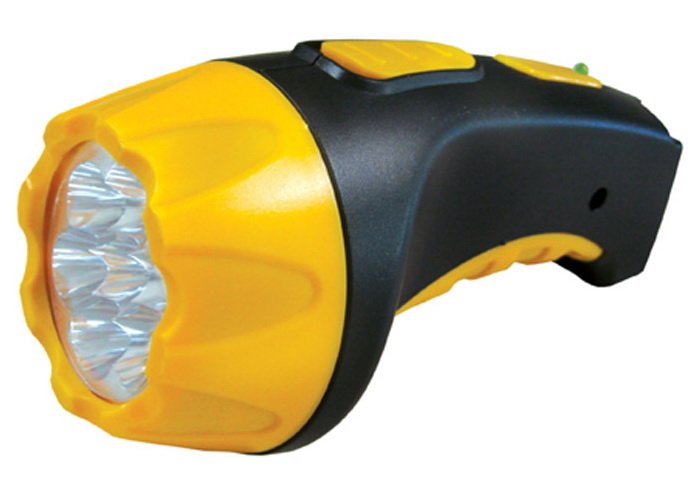 Ultraflash фонарь 3807 LED аккум. (220В, чёрный/жёлтый, 7 LED, 2 реж., SLA, пласт,кор.) 1/5/60 оптом