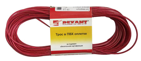 REXANT 09-5120-1 Трос стальной в ПВХ оплетке d=2,0 мм, красный ( моток 20 м)  оптом