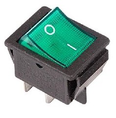 REXANT 36-2352 Выкл. клавишный 250V 15А (6с) ON-ON зелёный с подсветкой (RWB-506,SC-767) (10) оптом