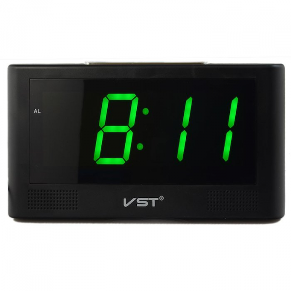 VST-732-4 часы электронные (ярко-зелёные цифры) кабель с USB, блок в комплект не входит!   оптом