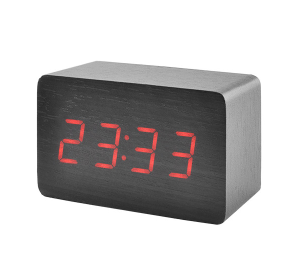 VST-863-1 часы электронные (красные цифры) корпус чёрный, кабель с USB  оптом