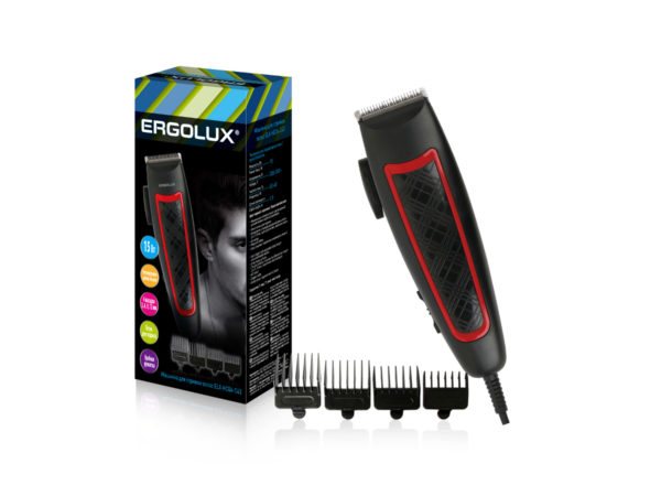 ERGOLUX Машинка для стрижки волос ELX-HC04-C43 чёрный с красным (15Вт, 220-240В)  оптом