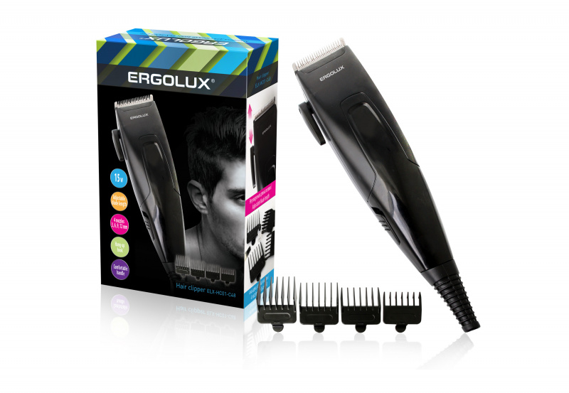 ERGOLUX Машинка для стрижки волос ELX-HC01-C48 черный (15Вт, 220-240В) 1/20 оптом