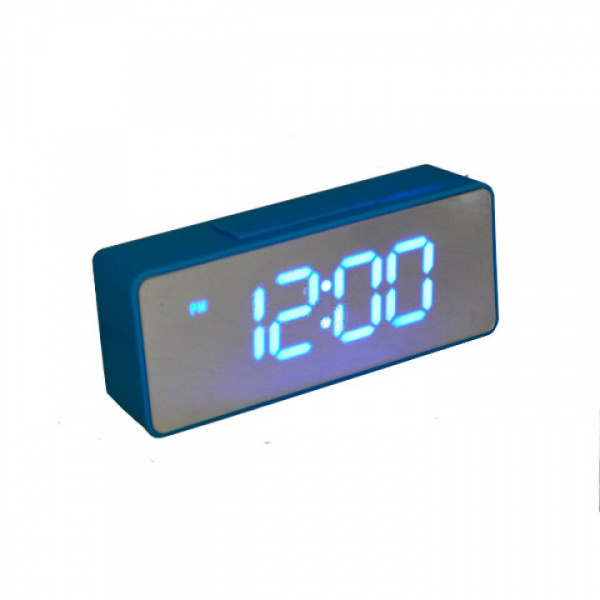 VST-886Y-5 часы электронные зеркальные (синие цифры) 15,5х4х6,, кабель с USB   оптом