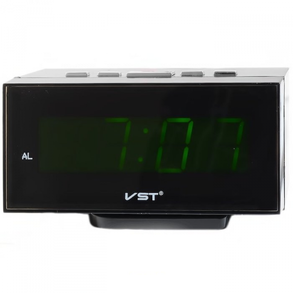 VST-772-2 часы электронные (бледно-зелёные цифры) кабель с USB, блок в комплект не входит!   оптом